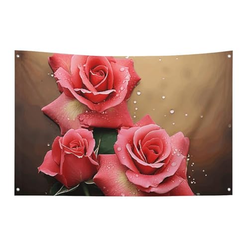 Rosenflagge mit 4 Ösen, strapazierfähiges Polyester, einseitige Flaggen, wetterbeständige Banner für Wohnheim, Partys, Filme, Festivals, Dekoration, 152,4 x 243,8 cm Rosenflagge mit 4 Ösen, strapazierfähiges Polyester, einseitige Flaggen, wetterbeständige Banner für Wohnheim, Partys, Filme, Festivals, Dekoration, 152,4 x 243,8 cm von HETVBNS