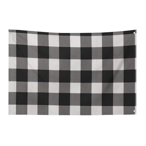 Schwarz-weiße karierte Flagge mit 4 Ösen, strapazierfähiges Polyester, einseitige Flaggen, wetterbeständige Banner für Wohnheim, Partys, Filme, Festivals, Dekoration, 119,4 x 177,8 cm Schwarz-weiße karierte Flagge mit 4 Ösen, strapazierfähiges Polyester, einseitige Flaggen, wetterbeständige Banner für Wohnheim, Partys, Filme, Festivals, Dekoration, 119,4 x 177,8 cm von HETVBNS