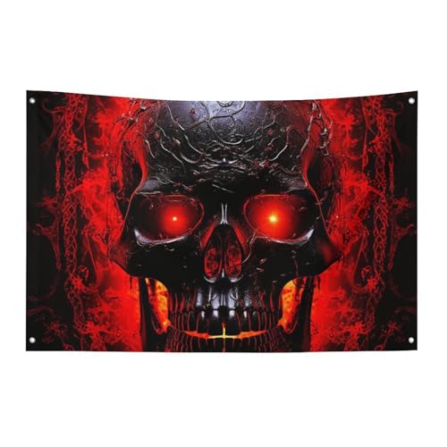 Schwarze und rote Totenkopf-Flagge mit 4 Ösen, strapazierfähiges Polyester, einseitige Flaggen, wetterbeständige Banner für Wohnheim, Partys, Filme, Festivals, Dekoration, 119,4 x 177,8 cm Schwarze und rote Totenkopf-Flagge mit 4 Ösen, strapazierfähiges Polyester, einseitige Flaggen, wetterbeständige Banner für Wohnheim, Partys, Filme, Festivals, Dekoration, 119,4 x 177,8 cm von HETVBNS