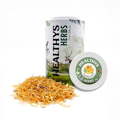 HEULAND® Healthys - Ringelblume 50g - hochwertiges Ergänzungsfutter für Kaninchen, Meerschweinchen, Hamster, Nager - artgerechtes Futter mit vielen Vitaminen & Nährstoffen. (Dose) von HEULAND