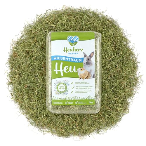Heuherz Bayern Wiesenheu (Bio) 5kg – Premium Heu für Kaninchen, Meerschweinchen & Nager – Schonend getrocknet, reich an Vitaminen & Nährstoffen, ohne Zusatzstoffe, aus nachhaltigem Anbau (1) von HEULAND