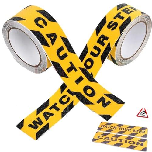 1 Stück 4,8 cm x 5 m Anti-Rutsch-Warnband mit Vorsicht for Fabrik, Lager, Zuhause, Treppen, Skateboard, Warnaufkleber, Sicherheit am Arbeitsplatz für Straßeneinrichtungen Sicherheitserinnerung(Caution von HEUchuan