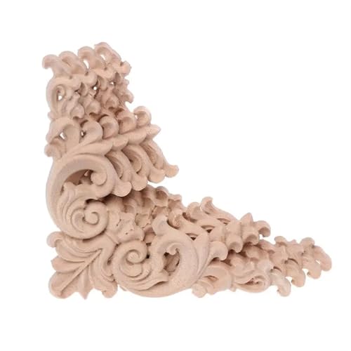 4 Stücke Holz Geschnitzte Ecke Onlay Applique Unlackiert Rahmen Schrank Schrank Aufkleber for Home Möbel Dekoration 12x12cm für Möbel, Schränke, Wände und Türen(12x12cm) von HEUchuan