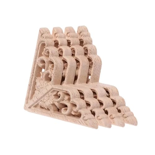 4 Stücke Holz Geschnitzte Ecke Onlay Applique Unlackiert Rahmen Schrank Schrank Aufkleber for Home Möbel Dekoration 12x12cm für Möbel, Schränke, Wände und Türen(6x6cm-01) von HEUchuan
