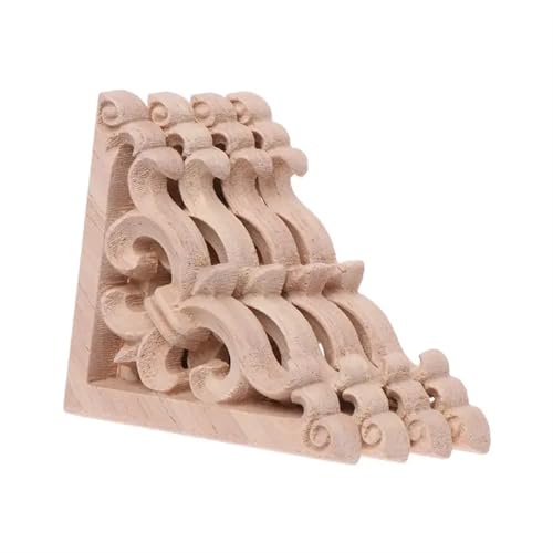 4 Stücke Holz Geschnitzte Ecke Onlay Applique Unlackiert Rahmen Schrank Schrank Aufkleber for Home Möbel Dekoration 12x12cm für Möbel, Schränke, Wände und Türen(6x6cm-02) von HEUchuan