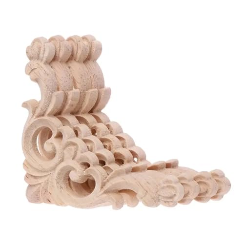 4 Stücke Holz Geschnitzte Ecke Onlay Applique Unlackiert Rahmen Schrank Schrank Aufkleber for Home Möbel Dekoration 12x12cm für Möbel, Schränke, Wände und Türen(8x8cm-02) von HEUchuan