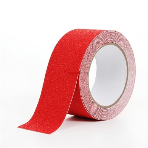5 cm * 5 m rotes Warnband mit hoher Griffigkeit, selbstklebender Bodenbelag, Klebestreifen, Stufen, Trittfläche, wasserdichter Gefahrenwarnaufkleber für Straßeneinrichtungen Sicherheitserinnerung von HEUchuan