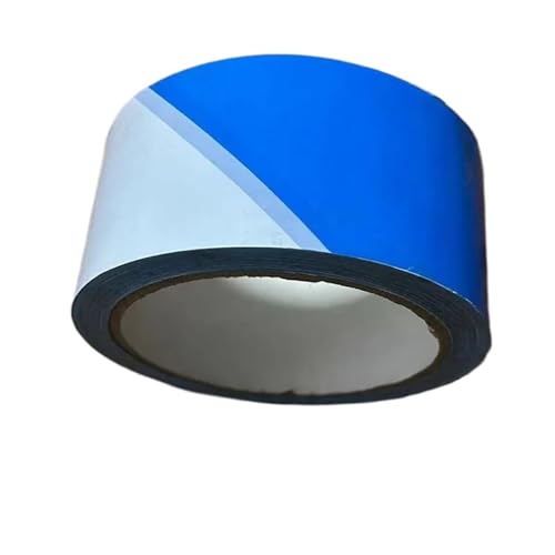 Rot-weiß-gelb-schwarz-blau-weiß gestreiftes Warnband for Warengrund-Gefahrenbereich-Sicherheitswarnung. Keine Viskose für Straßeneinrichtungen Sicherheitserinnerung(Blue and white,T1.2milxH75mmxL100m) von HEUchuan