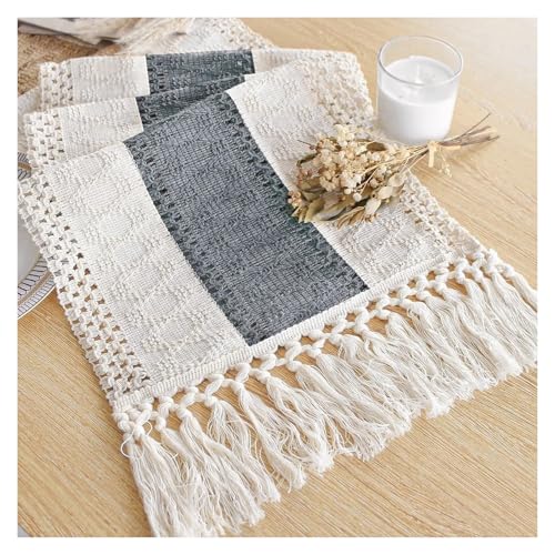 Tischläufer mit Quasten, handgewebter rustikaler for Küche, Esszimmer, Dekoration für The Dining Table(30*50cm) von HEUchuan