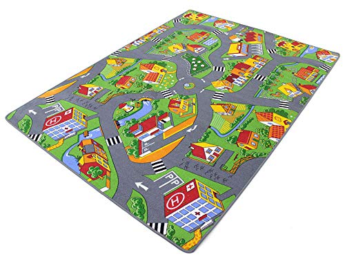 HEVO Stadt Land Fluss Teppich | Kinderteppich | Spielteppich 200x200 cm von HEVO