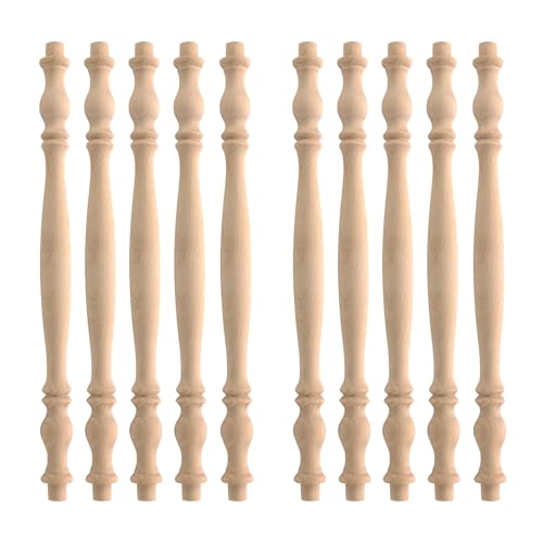 HEVSTIL Baluster-Spindeln aus Holz, dekorative Holzspindeln, unlackiert, Baluster, unlackiertes Holz, natürliche Aussparung, Holzspindel für Möbel, Handwerk, 10 Stück von HEVSTIL