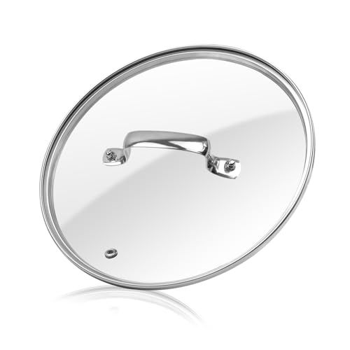 HEVSTIL Deckel aus gehärtetem Glas, 30,5 cm, transparenter Glasdeckel mit Edelstahlgriff, Ersatz für Bratpfannen von HEVSTIL