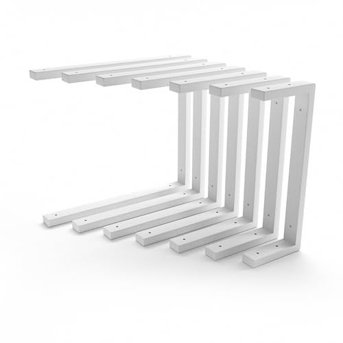 HEVVA Doppelte Waschtischhalterung 20/25/30/35/40/45 cm | LAHN | Aufsatz-Waschbecken Halterung, Schwerlastträger, Wandkonsole, Waschtischplatte Unterbau | (2er Set - Weiß, 40 cm) von HEVVA