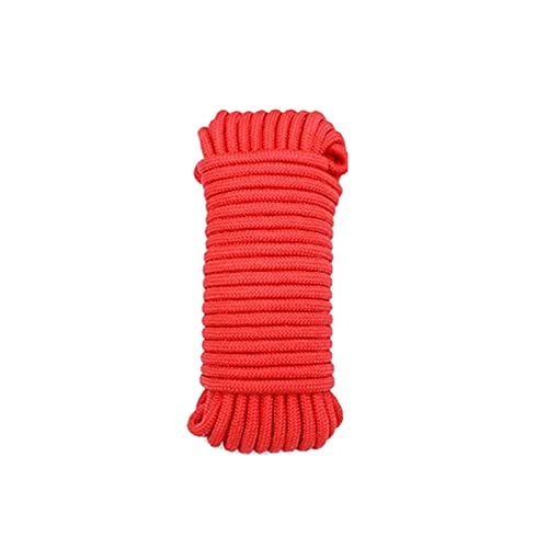 HEWAN 10m 2/3/4/6mm geflochtenes Nylonseil verschleißfest farbig dekorativ im Freien Winddicht Wäscheleine Kletterbootsschnur Red-10m-4mm von HEWAN