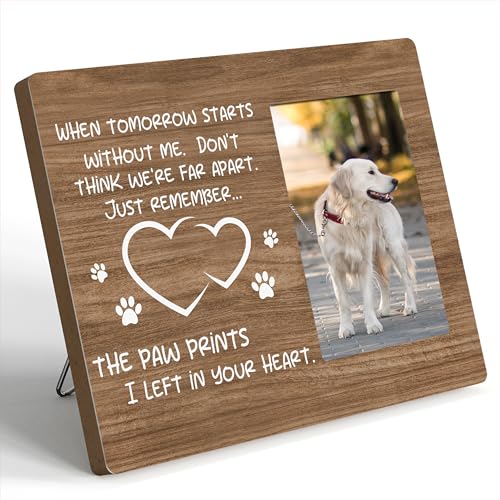 HEWBE Motivierendes Gedenkgeschenk für Hunde und Katzen, Pfotenabdrücke, Trauer-Bilderrahmen für Haustierverlust, passend für 10,2 x 15,2 cm große Fotos von HEWBE