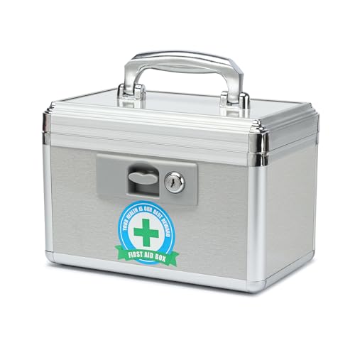 HEWEI WORKS Medizinbox mit Schloss. 24.9x15.2x17.0cm, Geeignet für die Lagerung von Medikamenten und wichtigen persönlichen Gegenständen. In Kleiner Pillendose Enthalten (klein) von HEWEI WORKS