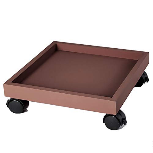 HEWXWX Pflanzenroller, Quadratische Blumenroller Mit Bremse Hochleistungs-Blumentopf Rollen Dolly Trolley Tray Mit UniversalräDern FüR Den Indoor Outdoor Hausgarten,Brown-32cm von HEWXWX