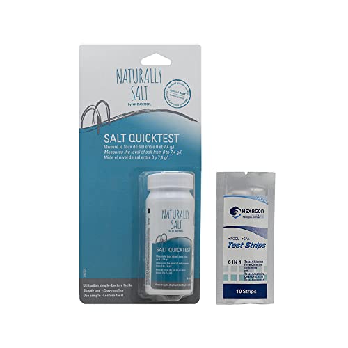 BAYROL SALT QUICKTEST 10 Analysen – Salzgehalt-Tester (10 Tube) | Wasseranalysestreifen + 10 HPS-Tests gratis 6 in 1 von HEXAGON PISCINE ET SPA