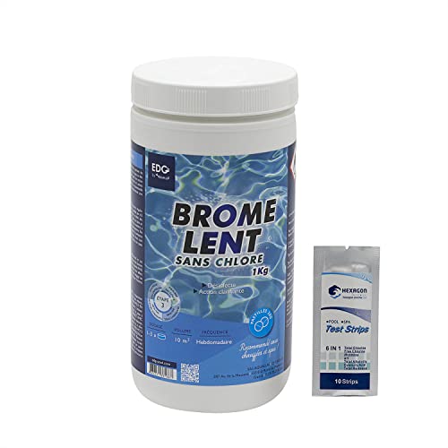 EDG by AQUALUX Brom Lent Tabletten 20 g – 1 kg | Permanenter Brom – regelmäßige Desinfektion – Langsame Auflösung + 10 HPS-Tests gratis 6 in 1 von HEXAGON PISCINE ET SPA