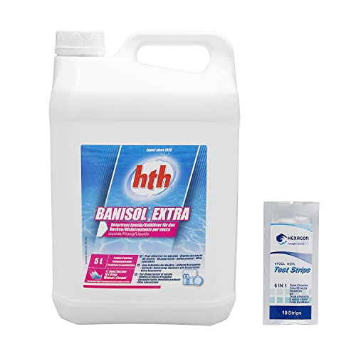 HTH Banisol Extra flüssig – 5 l | Entkalker für Teiche, Pflegemittel + 10 HPS-Tests gratis 6 in 1 von HEXAGON PISCINE ET SPA