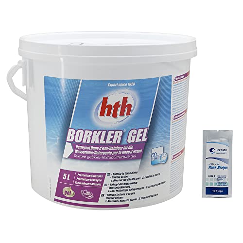 HTH Borkler Gel Pool Reiniger – 5 l | Reinigungsmittel für Wasserlinie + 10 HP-Tests gratis 6 in 1 von HEXAGON PISCINE ET SPA