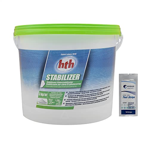 HTH STABILIZER Granulat – 3 kg | Chlorstabilisator / Stabilisator + 10 HPS-Tests gratis 6-in-1 von HEXAGON PISCINE ET SPA