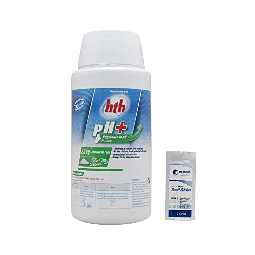 HTH pH Plus Pulver – 2,5 kg | fester pH-Korrektor – erhöht den pH-Wert + 10 HPS-Tests gratis 6-in-1 von HEXAGON PISCINE ET SPA