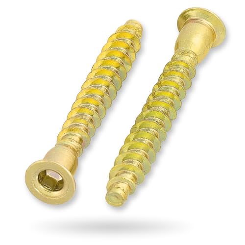 HEXATON Confirmat Schrauben 7 x 70 mm – Senkkopf mit Innensechskant – 50 Stück – Vollgewinde – Gelb verzinkter Stahl – Möbelschrauben von HEXATON