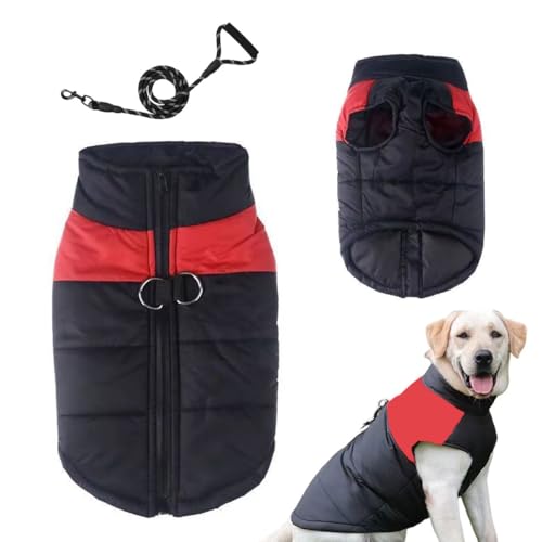 Wasserdichter Hundemantel, Winter Warme Hundejacke, Hundeweste Mit Geschirr, Hunderegenmantel Winddicht, Reflektoren Winterweste, Kaltes Hundemantel Für Kleine Mittlere Große Hunde (Color : A, Size von HEXEH