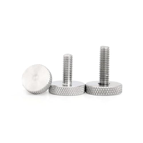 1-10 Stück Edelstahl-Rändelschraube M2 M2.5 M3 M4 M5 M6 M8 M10 GB835 304 Flachkopfschraube mit Handfester Schraube(X 60mm,M6 2PCS) von HEXHUASR