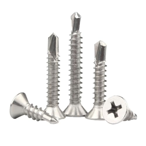 10/20 Stück M3.5 M4.2 M4.8 M5.5 M6.3 410 Edelstahl Selbstschneidende Schraube Flachkopf Selbstbohrende Schraube for Blech(25mm) von HEXHUASR