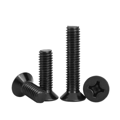 10/50 Stück M1.6 M2 M2.5 M3 M3.5 M4 M5 M6 Mini Kleine schwarze Kreuzschlitzschrauben aus Edelstahl 304 mit flachem Senkkopf(12mm) von HEXHUASR