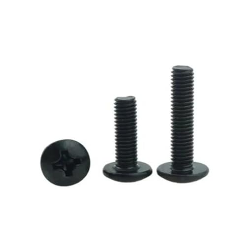 10–100 Stück schwarze Maschinenschrauben mit Flachrundkopf M2 M2.5 M3 M4 M5 M6 TM-Schrauben Kreuzschlitz-Maschinenschrauben mit Pilzkopf(6mm) von HEXHUASR