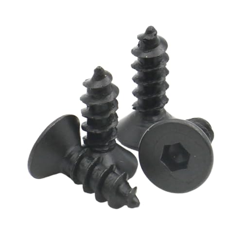 10-200 Stück M2 M2.3 M2.6 Schwarz Kohlenstoffstahl Sechskant Innensechskant Flachversenkopf selbstschneidende Schraube(6mm,M2.3 x200pcs) von HEXHUASR