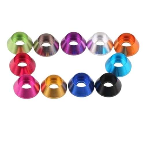 10-50 Stück Aluminium-Kappenscheibe M2 M2.5 M3 M4 M5 M6 M8 Bunte Aluminiumlegierung-Kappenkopfdichtungsscheibe for RC-Teile(M6,X 50PCS_PURPLE) von HEXHUASR