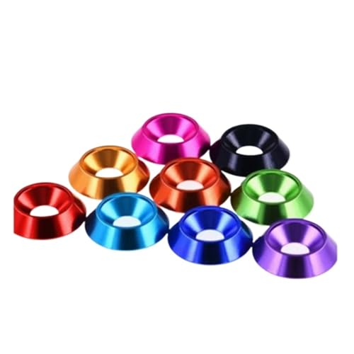 10-50 Stück M3 M4 M5 M6 M8 Aluminium bunte Senkkopf-Schirmschraube mit flachem Kopf, konkav, konisch, dekorative Nutscheibe(M6,BLACK_10PCS) von HEXHUASR