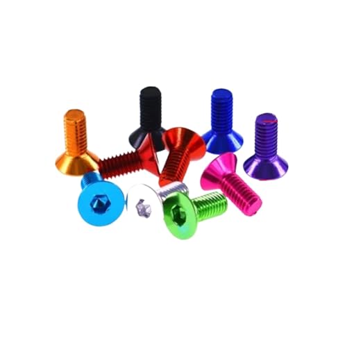 10 Stück Aluminium-Flachschrauben m3 M4 M5 M6 Flache Innensechskant-Senkkopfschrauben Schrauben Eloxierte Farbe(Green,M4x12) von HEXHUASR