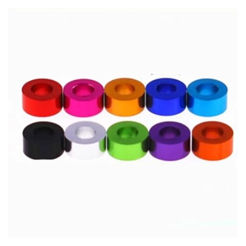10 Stück M5 M6 M8 bunte Aluminium-Unterlegscheibe, Buchsendichtung, rund, hohl, ohne Gewinde, Abstandshalter, Dicke 2–10 mm(Green,M6 10pcs,6mm(L)) von HEXHUASR