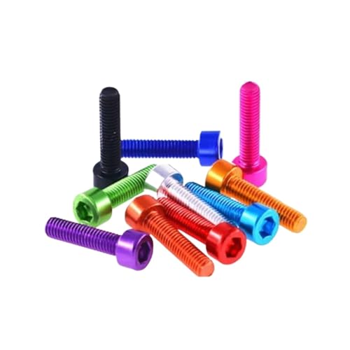 10 Stück din912 M2 M2.5 M3 M4 M5 M6 Eloxieren bunte Aluminium-Innensechskant-Maschinenschrauben(Gloden,M4x10) von HEXHUASR