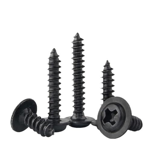 100 teile/los Schwarze selbstschneidende Schraube Flachkopf PWA Kreuz Rundkopf Mit Unterlegscheibe Kissen M1.4 M1.7 M2 M2.3 M2.6 M3 M3.5 M4(6mm) von HEXHUASR