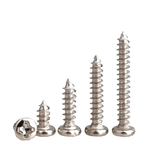 100 teile/los Selbstschneidende Schrauben Kreuzschlitz Rundkopf Vernickelter Kohlenstoffstahl M1, M1.4 M1.7 M2.3 M2.6 M3.5 M5(12mm x100pcs) von HEXHUASR