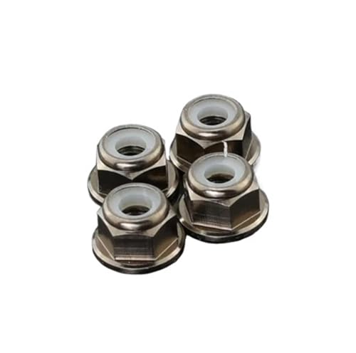 2-10 Stück Aluminium-Flansch-Sicherungsmutter M2 M2.5 M3 M4 M5 M6 M8 bunte eloxierte Aluminium-Nylon-Einsatz-Sicherungsmutter(Grey,M4 10PCS) von HEXHUASR