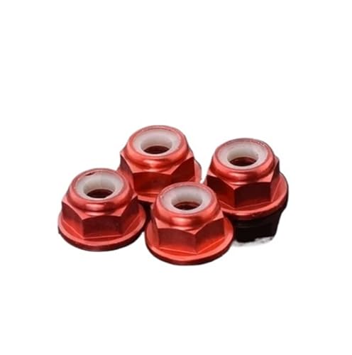 2-10 Stück Aluminium-Flansch-Sicherungsmutter M2 M2.5 M3 M4 M5 M6 M8 bunte eloxierte Aluminium-Nylon-Einsatz-Sicherungsmutter(Red,M8 2PCS) von HEXHUASR