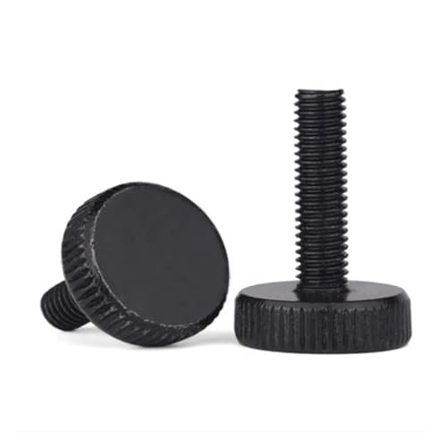 2-10 Stück M3 M4 M5 M6 M8 DIN653 Stahl mit schwarzer Rändelung, Flachkopf, handfest, Rändelschraube, Computerschrauben(X20mm,M5 5PCS) von HEXHUASR