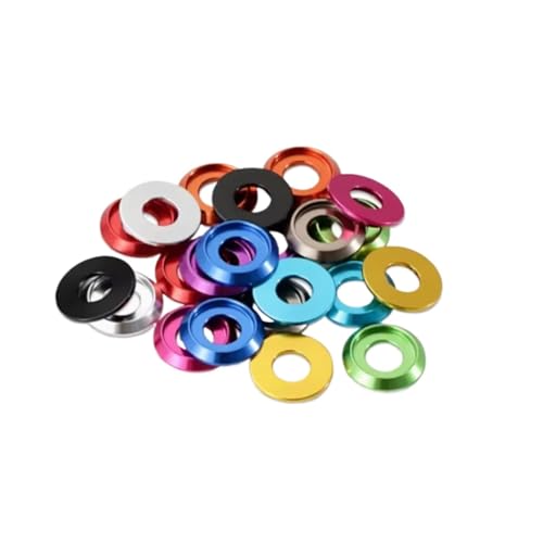 20 Stück/50 Stück M2 M2.5 M3 m4 m5 m6 m8 bunte halbrunde Aluminium-Unterlegscheibe mit Linsenkopf for Linsenkopfschraube(M5,20Pcs,Black) von HEXHUASR