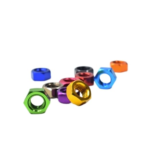 20 Stück DIN934 m3 m4 m5 m6 bunte Sechskantmuttern aus Aluminiumlegierung for FPV RC Multicolor Rot Lila Royal Gold Pink(Green,M6 20PCS) von HEXHUASR