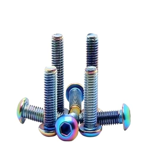 5-10 Stück Motorrad 304 Edelstahl Regenbogen Runde Knopfkopf Sechskantschraube M3 M4 M5 M6 M8 Brennschraube(M4X10 10pcs) von HEXHUASR