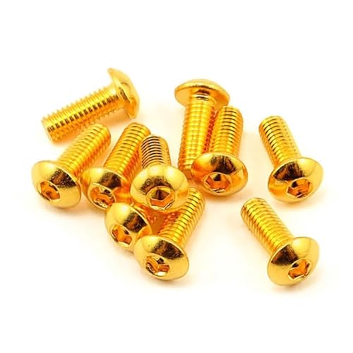 5–10 Stück goldfarbene Innensechskantschrauben M2 M2.5 M3 M4 M5 M6 Iso7380, goldfarbene Knopfschrauben, Länge 4–30 mm(M4x25mm10PCS) von HEXHUASR