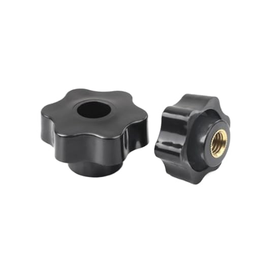 5 Stück M4 M5 M6 M8 M10 Pflaumen-Bakelit Handfester Mutterngriff Gewinde Stern Mechanische schwarze Flügelmuttern Klemmknopf Manuelle Mutter(Through hole,M6 Dia 25mm 5PCS) von HEXHUASR
