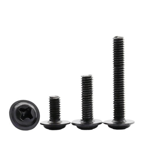 50 teile/los PWM Schwarze Flachkopfschrauben mit Unterlegscheibe M1.4 M2 M2.5 M3 M3.5 M4 M5 M6 Feste Motherboard-Schrauben mit Pad DIN967(4mm x50pcs) von HEXHUASR